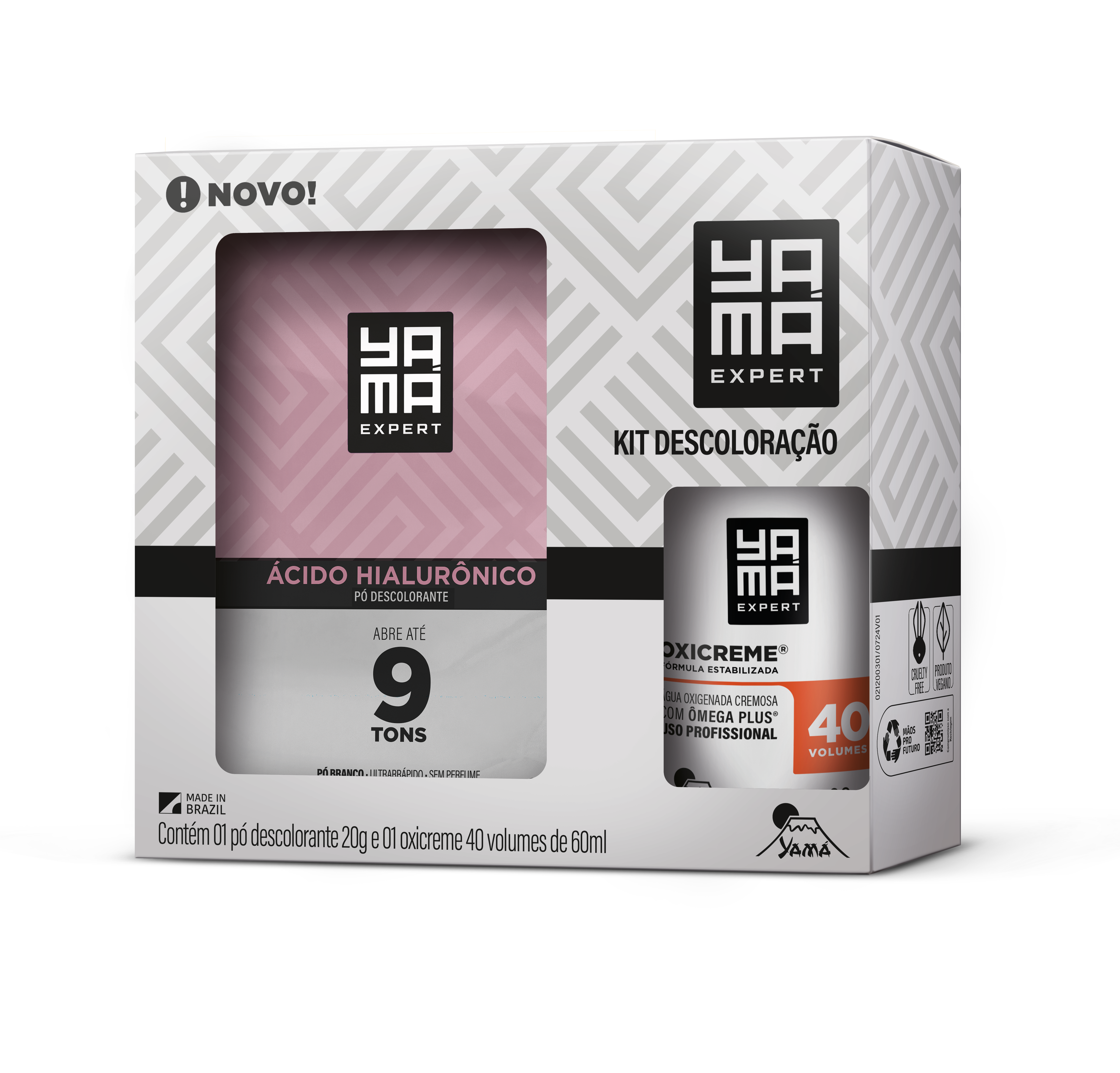 Kit Yamá Pó Descolorante Hialuronico 20g + Água Oxigenada 40 Vol 60ml